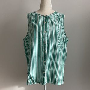 Loft Striped Sleevless Button Down Shirt